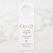 モダン ゴールド ハート チェアーズ ウェディング フェイバー ボトルネックタグ (正面)