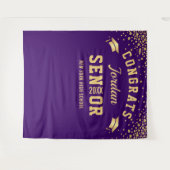 モダン ゴールド パープル 卒業写真 フォトブース 背景 タペストリー (正面(横))