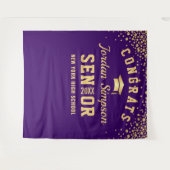 モダン ゴールド パープル 卒業写真 フォトブース 背景 タペストリー (正面(横))