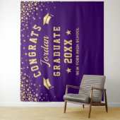 モダン ゴールド パープル 卒業写真 ブース 背景 タペストリー (インサイチュ)