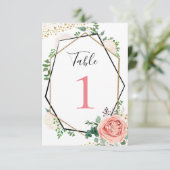 モダン ゴールド ピンク ジオメトリック テーブル ナンバー 招待状 (スタンド正面)