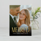 モダン ゴールド フォイル ウェディング アナウンスメント ホリデー カード (立ち正面)