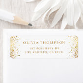 モダン ゴールド フォイル コンフェッティ ドット ホワイト ウェディング ラベル (インサイチュ)