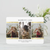 モダン ゴールド フォイル フォト 2023 卒業式 招待状 (スタンド正面)