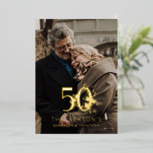モダン ゴールド フラワー フォーマル 結婚50周年記念 箔招待状 (立ち正面)