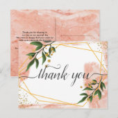 モダン ゴールド フレーム アイボリー グリーン フローラル ありがとう ポストカード (正面/裏面)