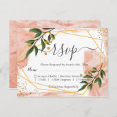 モダン ゴールド フレーム アイボリー グリーン フローラル RSVP ポストカード (正面/裏面)
