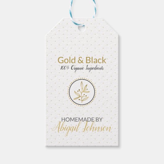 モダン ゴールド & ブラック アーティザン ソープ 製品用ハンギングタグ ギフトタグ (正面)
