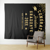 モダン ゴールド ブラック 卒業写真 ブース 背景 タペストリー (インサイチュ(横))
