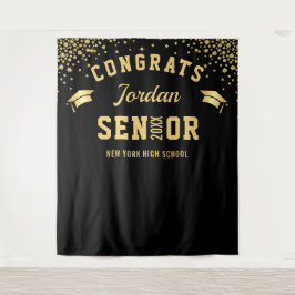 モダン ゴールド ブラック 卒業写真 ブース 背景 タペストリー