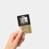モダン ゴールド ブラック 社員 写真 ID バッジ (手持ち)