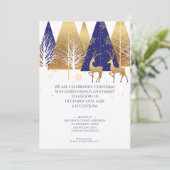 モダン ゴールド ブルー ウッドランド デア 招待状 (スタンド正面)