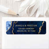 モダン ゴールド ブルー マーブル アゲート 返送先ラベル ラベル (インサイチュ)