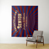 モダン ゴールド ブルー 卒業写真 背景シート タペストリー (インサイチュ)