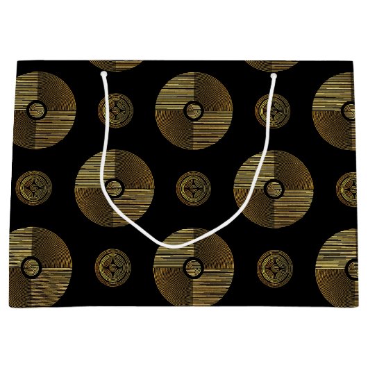 モダン ゴールド ラグジュアリー アートデコ サークル ラージペーパーバッグ (正面)