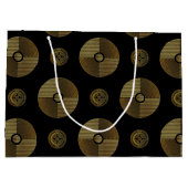 モダン ゴールド ラグジュアリー アートデコ サークル ラージペーパーバッグ (裏面)