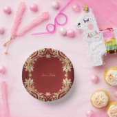 モダン ゴールド レッド フローラル ペーパーボウル (パーティー)