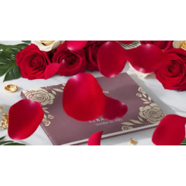 モダン ゴールド ローズ バーガンディ レッド ウェディング ゲストブック