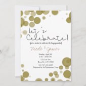 モダン ゴールド 白 ポルカドット バブルズ お祝い 招待状 (正面)