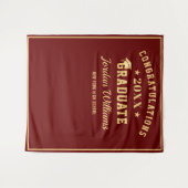 モダン ゴールド 赤 卒業写真 ブース 背景 タペストリー (正面(横))