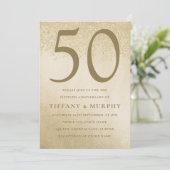 モダン ゴールド 50周年 結婚記念日 招待状 (スタンド正面)