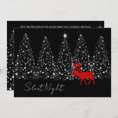 モダン サイレント ナイト  鹿と木の写真 ブラック シーズンカード (正面/裏面)