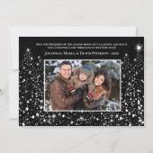 モダン サイレント ナイト  鹿と木の写真 ブラック シーズンカード (裏面)