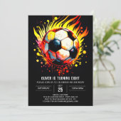 モダン サッカー プリント 子供の誕生日 招待状 (スタンド正面)