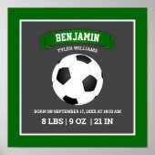 モダン サッカー ボール ベイビー 誕生 統計 ポスター (正面)