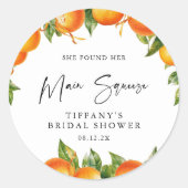 モダン サマー オレンジ レモン シトラス ブライダル シャワー ラウンドシール (正面)