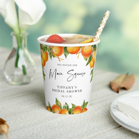 モダン サマー オレンジ レモン シトラス ブライダル シャワー 紙コップ (インサイチュ)