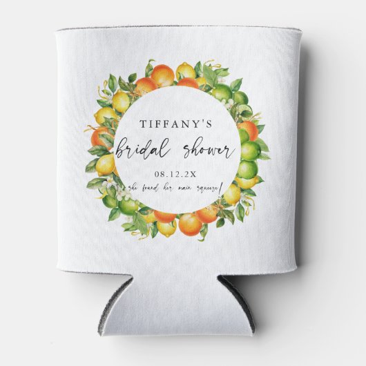 モダン サマー オレンジ レモン シトラス ブライダル シャワー 缶クーラー (正面)