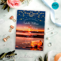 モダン サマー サンセット ビーチ メイソンジャー ウェディング