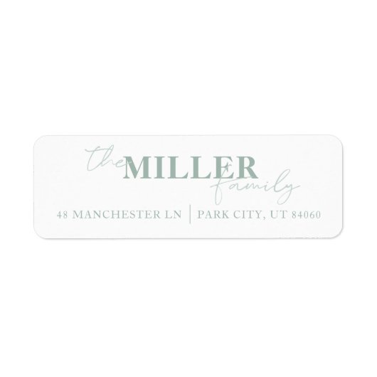 モダン&サミニマルージグリーン差出人住所ラベル ラベル (正面)