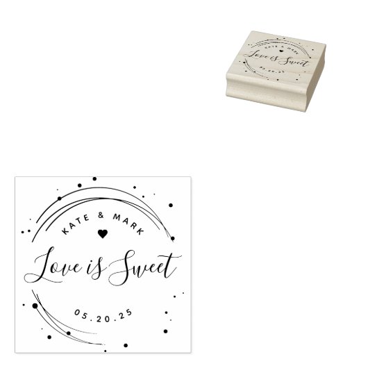 モダン サーキュラー ラブ イズ スウィート ウェディング フェイバー ラバースタンプ (押印)