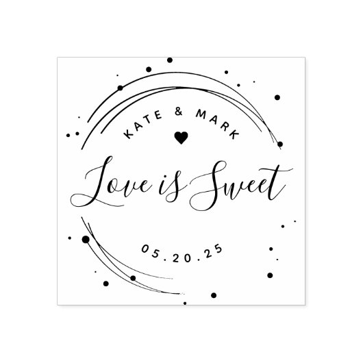 モダン サーキュラー ラブ イズ スウィート ウェディング フェイバー ラバースタンプ (インプリント)