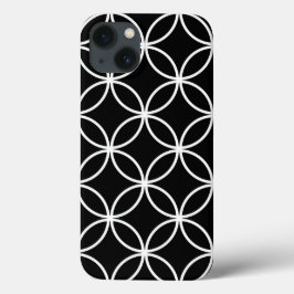 モダン・サークル柄 ブラック&ホワイト iPhone 13ケース