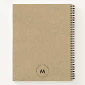 モダン サークル モノグラム パーソナル ネーム ロゴ クラフト ノートブック (裏面)
