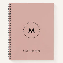 モダン サークル モノグラム パーソナル ネーム ロゴ ピンク ノートブック