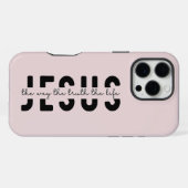 モダン・サーモンピンクの聖書文言iPhoneケース iPhoneケース (裏面横)