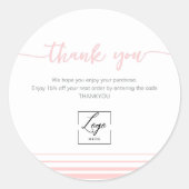 モダン・サーモンピンクのThank You Order Inser ラウンドシール (正面)