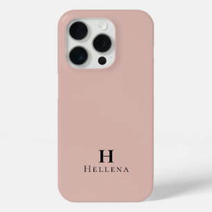 モダン・サーモンピンク・モノグラム名 iPhone 15 PROケース