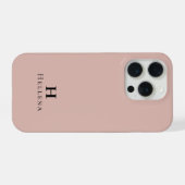 モダン・サーモンピンク・モノグラム名 iPhoneケース (裏面横)