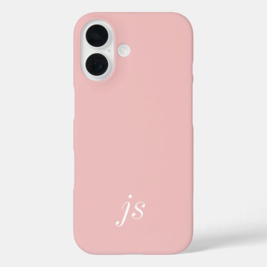 モダン・サーモン・ピンク+ホワイト・モノグラム・ネーム Case-Mate iPhoneケース (裏面)