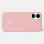 モダン・サーモン・ピンク+ホワイト・モノグラム・ネーム Case-Mate iPhoneケース (裏面 (横))