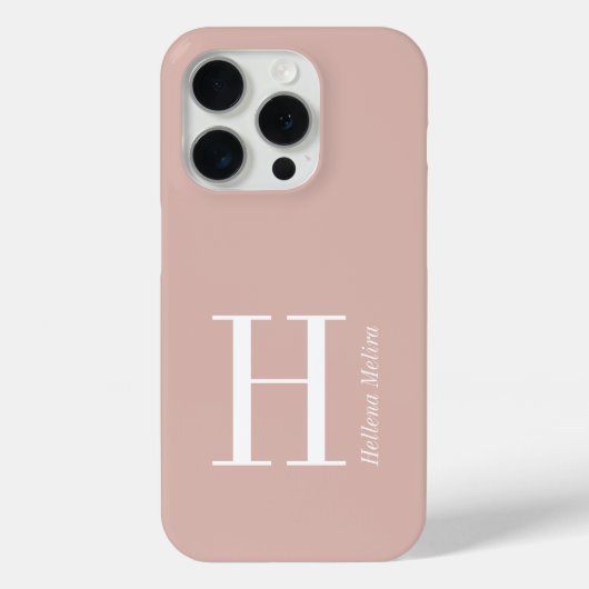 モダン・サーモン・ホワイト・モノグラム・イニシャル Case-Mate iPhoneケース (裏面)