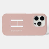 モダン・サーモン・ホワイト・モノグラム・イニシャル Case-Mate iPhoneケース (裏面 (横))