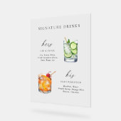 モダン&シックなスクリプトシグネチャードリンクカクテル アクリルサイン (傾斜)