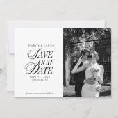 モダン・シックなモノクロおしゃれな結婚予定日カード セーブザデート (正面)