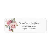 モダン シック エレガント ロマンティック ピンク ローズ ウェディング ラベル (正面)